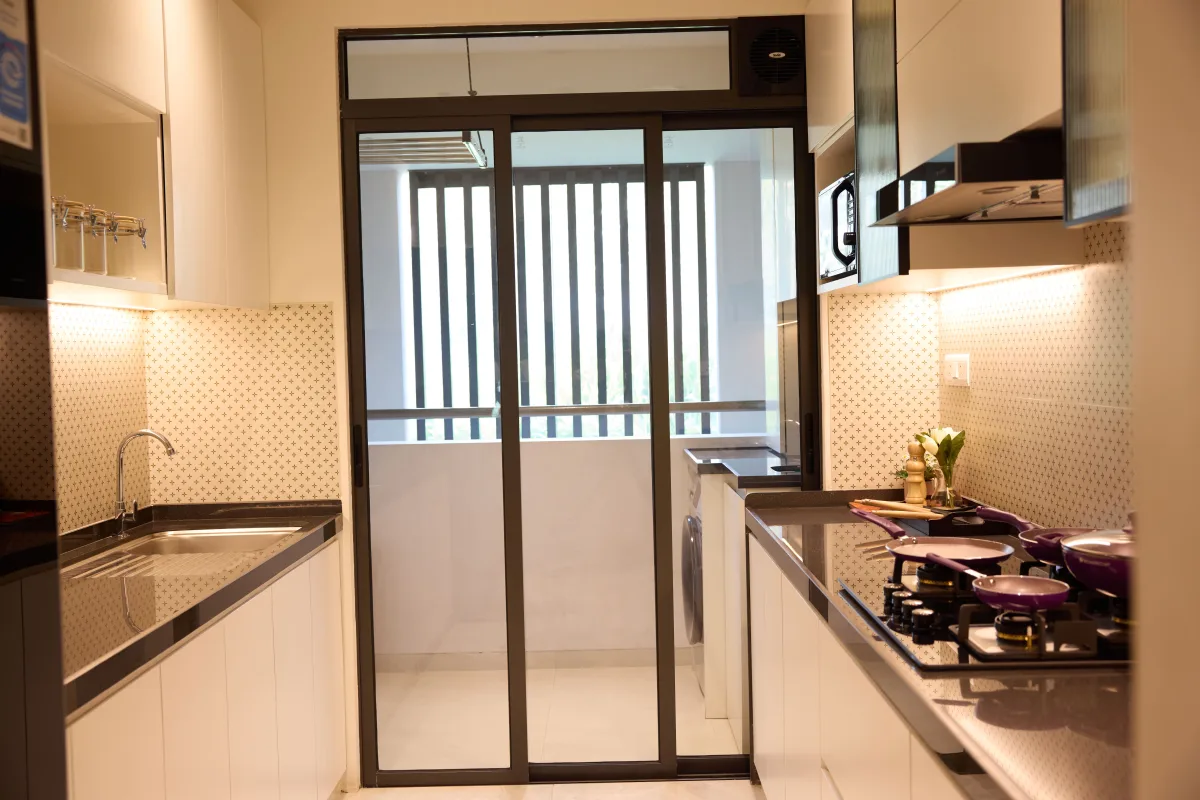 Slide-and-fold balcony door layout showcasing slim sightlines and EPDM gaskets.