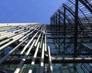 Heavy-duty custom exterior aluminum shading fins profile layout.